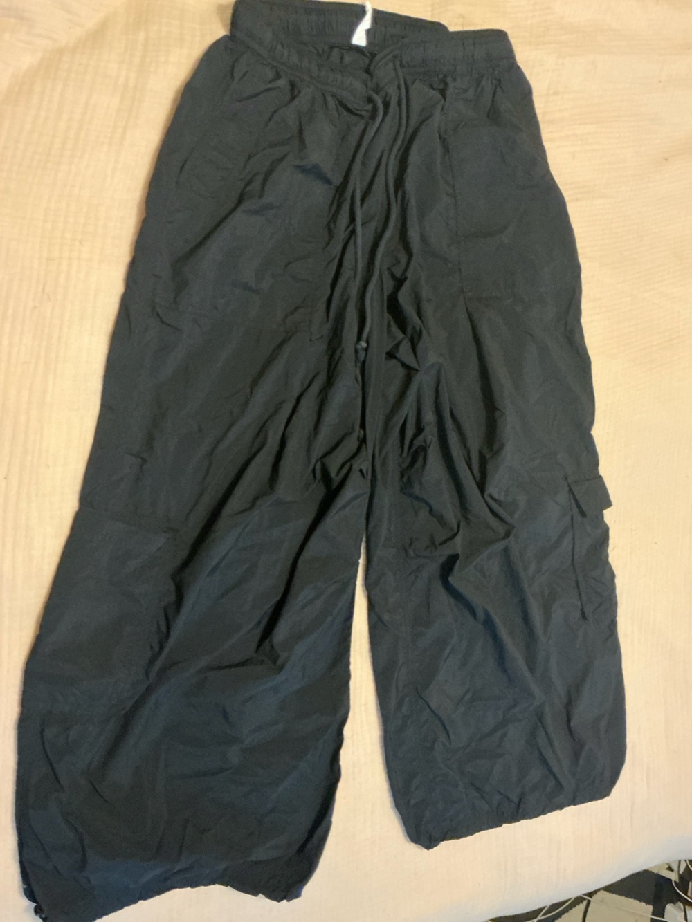Anthropologie Women’s Black Wide-Leg Parachute Pants